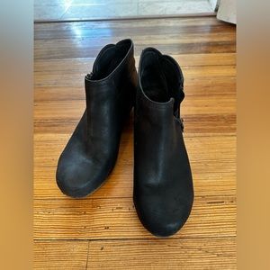 Leather Dansko booties with wooden bottom